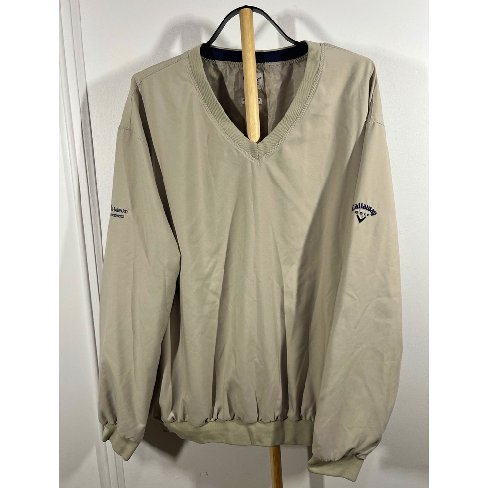 Callaway Golf Windshirt Mens XXL Beige V Neck Harvard Investments Pullover